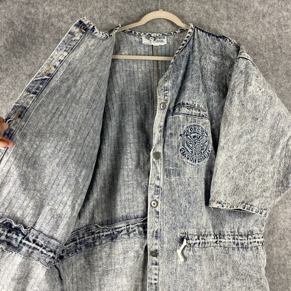 VTG Fixsun Casual Denim Jacket Womens One Size Acid Wash Oversized Heavy 80s 90s - Picture 4 of 16